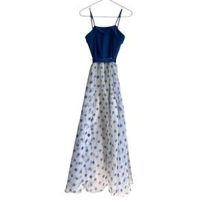 Vintage 60’s Vera Mont White Blue Mesh Spaghetti Strap Dress Polkadots ￼size S